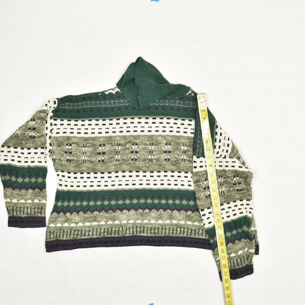 Erik Stewart Women Pullover Sweater Cotton Green Size One Size Vintage Knit VTG